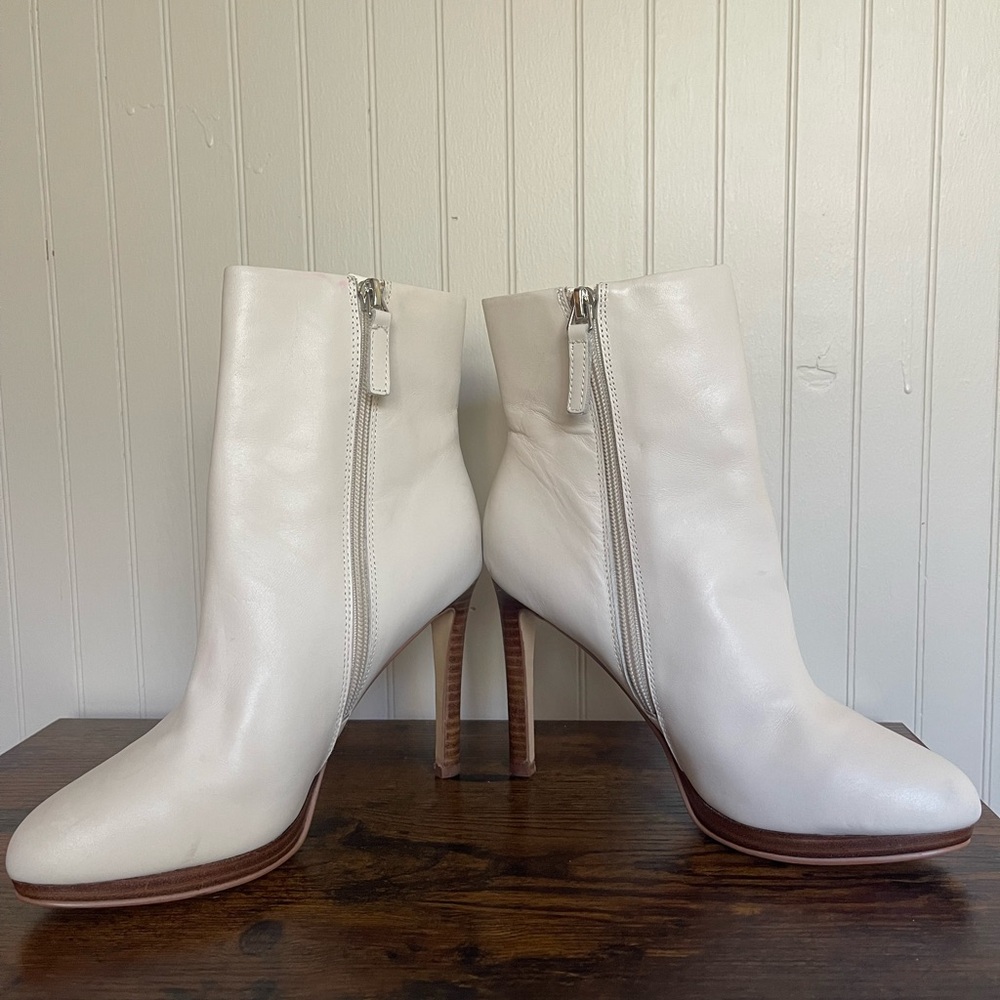Chic Cream Heeled Ankle Boots